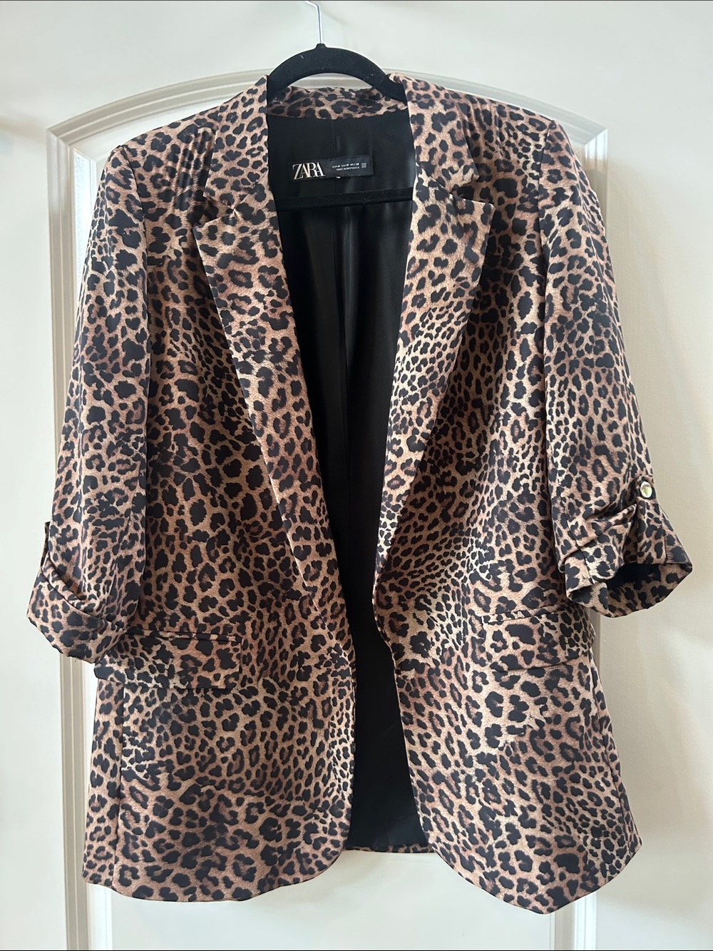 Zara Leopard Print Blazer in Brown and Black